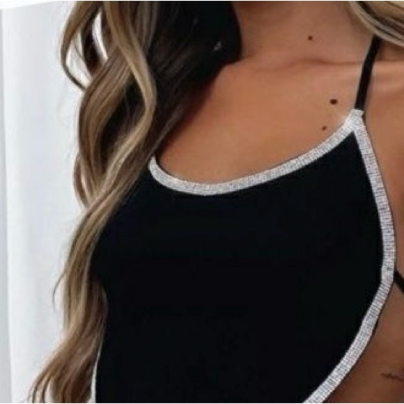 FLAUNT IT TIE BACK HANKER-CHIEF HALTER TOP Black Large - Picture 2 of 14